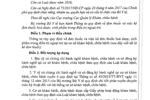 Thông tư 52/2017/TT-BYT đơn thuốc và kê đơn thuốc hóa dược sinh phẩm trong điều trị ngoại trú