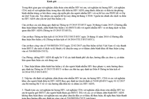 Công văn 21/AIDS-ĐT 2018 cung cấp xét nghiệm chẩn đoán theo dõi điều trị HIV qua bảo hiểm y tế