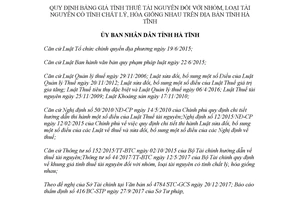 Quyết định 02/2018/QĐ-UBND Bảng giá tính thuế tài nguyên có tính chất lý hóa giống nhau Hà Tĩnh