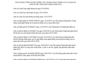 Kế hoạch 03/KH-UBND 2018 ứng dụng công nghệ thông tin trong cơ quan nhà nước Hòa Bình