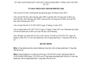 Quyết định 03/2018/QĐ-UBND Quy chế xét tặng danh hiệu Công dân Thủ đô ưu tú Hà Nội