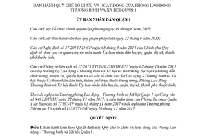 Quyết định 03/2018/QĐ-UBND Quy chế tổ chức hoạt động Phòng Lao động Quận 1 Hồ Chí Minh