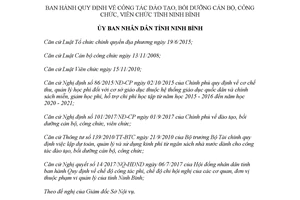 Quyết định 01/2018/QĐ-UBND công tác đào tạo bồi dưỡng cán bộ công chức viên chức Ninh Bình