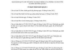 Quyết định 02/2018/QĐ-UBND Quy chế tổ chức Phòng Tài nguyên Môi trường Quận 1 Hồ Chí Minh