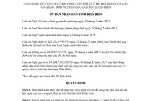 Quyết định 01/2018/QĐ-UBND chế độ công tác phí chế độ hội nghị của cơ quan đơn vị Điện Biên