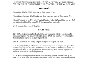 Nghị quyết 07/NQ-CP 2018 phê duyệt kết quả pháp điển hệ thống quy phạm chủ đề Tương trợ tư pháp