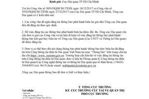 Công văn 217/TCHQ-TVQT 2018 vướng mắc thông báo phát hành biên lai theo 178/2011/TT-BTC