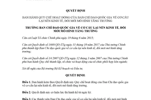 Quyết định 13/QĐ-BCĐCCLKTĐMMH 2018 Quy chế Ban Chỉ đạo quốc gia cơ cấu lại nền kinh tế