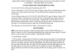 Quyết định 01/2018/QĐ-UBND sửa đổi 34/2015/QĐ-UBND chức năng Sở Lao động Cần Thơ