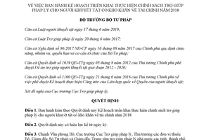 Quyết định 81/QĐ-BTP 2018 Kế hoạch thực hiện chính sách trợ giúp pháp lý cho người khuyết tật