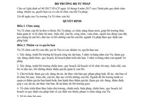 Quyết định 152/QĐ-BTP 2018 quy định chức năng nhiệm vụ quyền hạn Vụ Tổ chức cán bộ