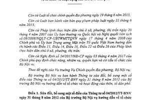 Thông tư 09/2017/TT-BNV sửa đổi Thông tư 04/2012/TT-BNV tổ chức hoạt động của thôn tổ dân phố