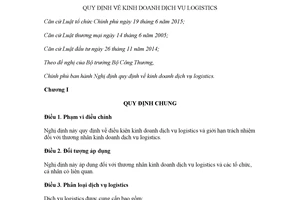 Decree 163/2017/ND-CP on provision of logistics services