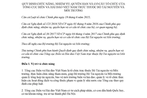 Quyết định 06/2018/QĐ-TTg chức năng nhiệm vụ cơ cấu Tổng cục Biển và Hải đảo Việt Nam