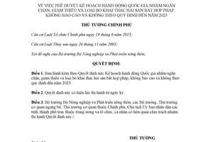 Quyết định 78/QĐ-TTg 2018 phê duyệt Kế hoạch hành động loại bỏ khai thác hải sản bất hợp pháp
