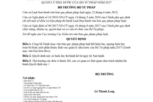 Quyết định 132/QĐ-BTP 2018 văn bản quy phạm pháp luật hết hiệu lực lĩnh vực quản lý nhà nước