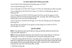 Quyết định 02/2018/QĐ-UBND Bảng giá đất điều chỉnh lần 3 Lạng Sơn