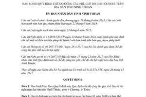 Quyết định 143/2017/QĐ-UBND quy định chế độ công tác phí chế độ chi hội nghị Ninh Thuận