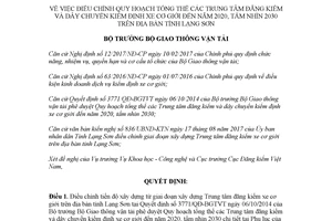 Quyết định 3700/QĐ-BGTVT 2017 Quy hoạch tổng thể Trung tâm đăng kiểm kiểm định xe cơ giới