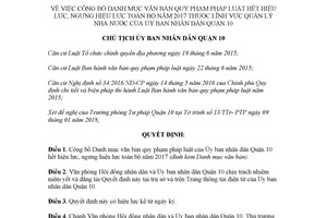 Quyết định 358/QĐ-UBND 2018 Danh mục văn bản hết hiệu lực quản lý nhà nước Hồ Chí Minh