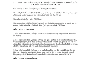 Quyết định 05/2018/QĐ-TTg chức năng nhiệm vụ cơ cấu tổ chức của Học viện Hành chính Quốc gia