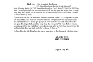 Công văn 11733/UBND 2017 đính chính Quy chế giải quyết thủ tục hành chính đất đai Khánh Hòa