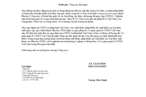 Công văn 16/CTVN-ĐVHD 2018 kiểm soát buôn bán các loài thủy sinh