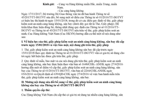 Công văn 173/CHK-ANHK 2018 hướng dẫn cấp thẻ giấy phép kiểm soát an ninh hàng không