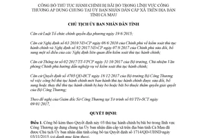 Quyết định 51/QĐ-UBND 2018 công bố thủ tục hành chính Công Thương Ủy ban cấp xã Cà Mau