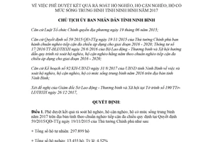 Quyết định 76/QĐ-UBND 2018 rà soát hộ nghèo hộ cận nghèo hộ có mức sống trung bình Ninh Bình