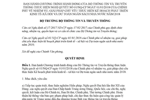 Quyết định 32/QĐ-BTTTT 2018 thực hiện Kế hoạch phát triển kinh tế xã hội và Dự toán ngân sách