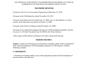 Decision 329/QD-TTg 2017 approval for project on promotion of reading culture in community