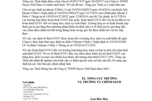 Công văn 5725/TCT-CS 2017 chính sách hoàn thuế giá trị gia tăng