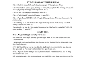 Quyết định 01/2018/QĐ-UBND bảng giá tính lệ phí trước bạ đối với tài sản là nhà Bình Thuận