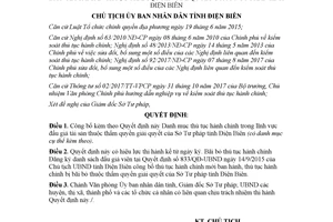 Quyết định 06/QĐ-UBND 2018 Danh mục thủ tục hành chính đấu giá tài sản Sở Tư pháp Điện Biên