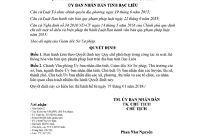 Quyết định 01/2018/QĐ-UBND Quy chế phối hợp trong công tác rà soát văn bản quy phạm Bạc Liêu