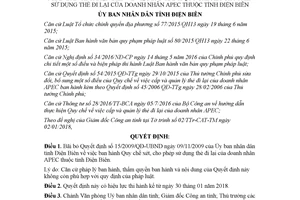 Quyết định 07/2018/QĐ-UBND bãi bỏ 15/2009/QĐ-UBND thẻ đi lại của doanh nhân APEC Điện Biên