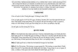 Nghị quyết 08/NQ-CP 2018 Chương trình hành động thực hiện Nghị quyết 19-NQ/TW