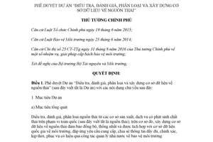 Quyết định 140/QĐ-TTg 2018 Dự án Điều tra đánh giá xây dựng cơ sở dữ liệu về nguồn thải