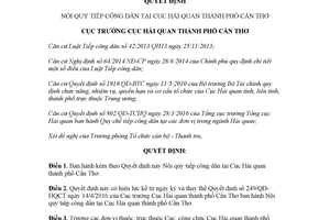 Quyết định 25/QĐ-HQCT 2018 Nội quy tiếp công dân tại Cục Hải quan Cần Thơ