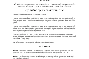 Quyết định 15/QĐ-HQLC 2018 quy định trách nhiệm quản lý địa bàn hải quan Lào Cai