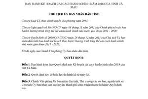 Quyết định 2180/QĐ-UBND 2017 Kế hoạch cải cách hành chính Cà Mau