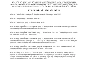 Quyết định 02/2018/QĐ-UBND sửa đổi 05/2015/QĐ-UBND 34/2015/QĐ-UBND Sóc Trăng