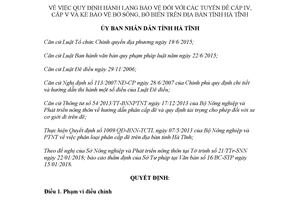 Quyết định 03/2018/QĐ-UBND quy định hành lang bảo vệ đối với tuyến đê cấp IV cấp V Hà Tĩnh