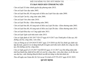Quyết định 01/2018/QĐ-UBND hỗ trợ cán bộ công chức được cử đi đào tạo sau đại học Hưng Yên