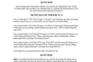 Quyết định 01/QĐ-BCNĐA12 2018 Quy chế Ban Chủ nhiệm Đề án phòng ngừa vi phạm pháp luật