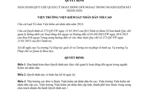 Quyết định 37/QĐ-VKSTC 2018 Quy chế quản lý hoạt động đối ngoại trong ngành Kiểm sát nhân dân