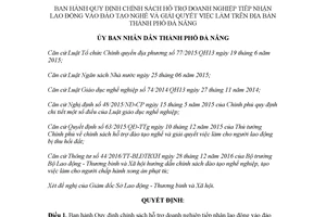 Quyết định 01/2018/QĐ-UBND hỗ trợ doanh nghiệp tiếp nhận lao động vào đào tạo nghề Đà Nẵng