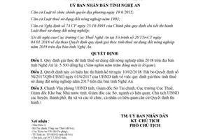 Quyết định 06/2018/QĐ-UBND quy định giá thóc tính thuế sử dụng đất nông nghiệp Nghệ An