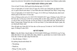 Quyết định 17/2018/QĐ-UBND sửa đổi 09/2016/QĐ-UBND chức năng Sở Giáo dục Đào tạo Lạng Sơn